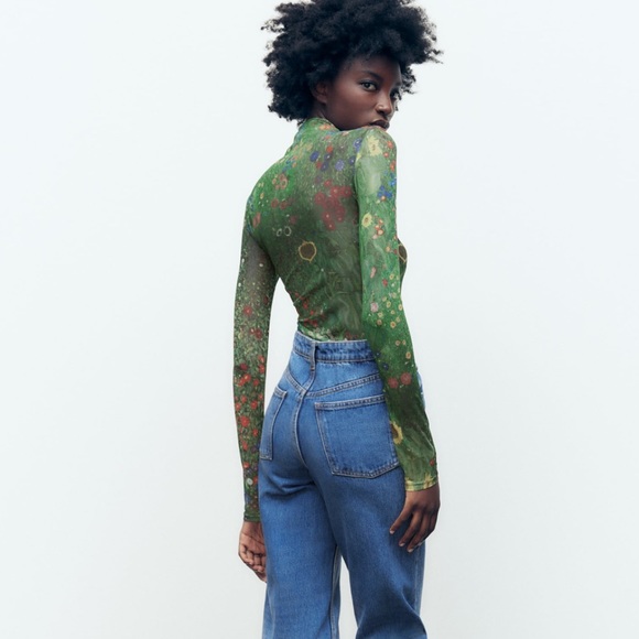 Zara FARM GARDEN WITH SUNFLOWERS TULLE BODYSUIT - Picture 5 of 7